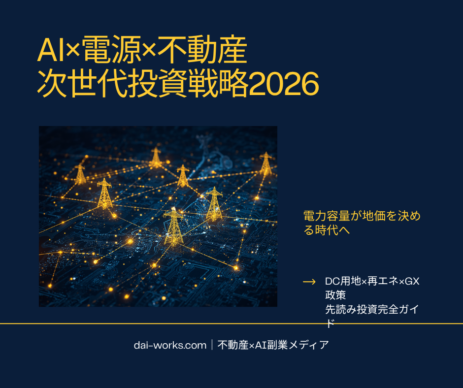 AI×電源×不動産｜データセンター用地・再エネ・GX政策・電力インフラで読む次世代不動産投資完全ガイド2026