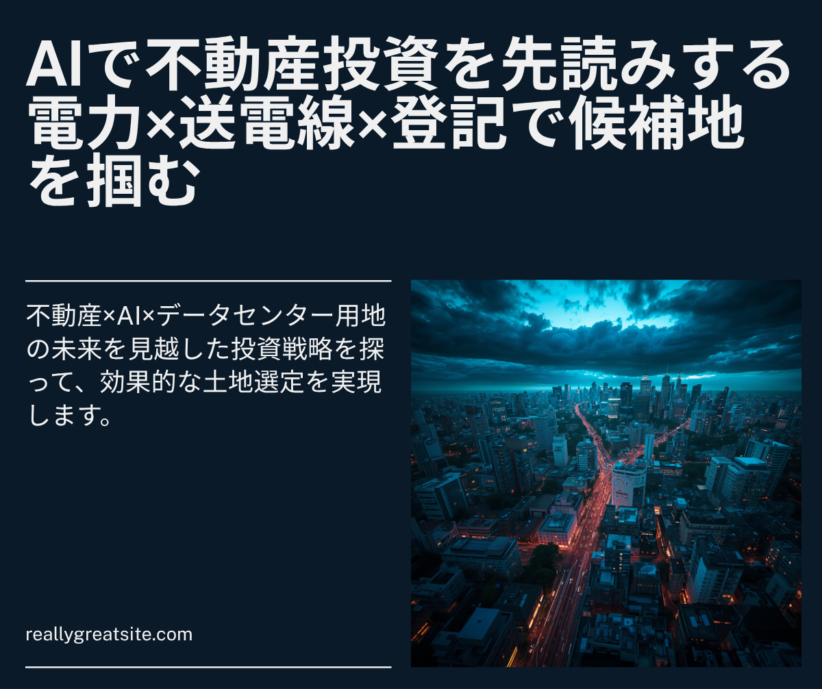 不動産×AI分析｜電力・送電線・相続登記をクロスして「データセンター用地」を先読みする完全戦略2026